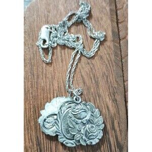 3 Way Slide Roses Vintage Sterling Pendant & Chain St Joseph Jesus  St Theresa